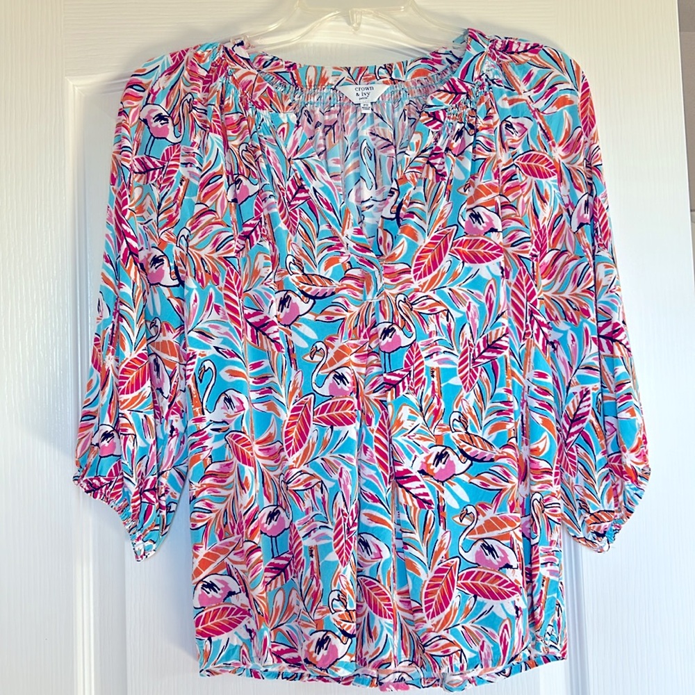 Crown and Ivy Pink Flamingo Top